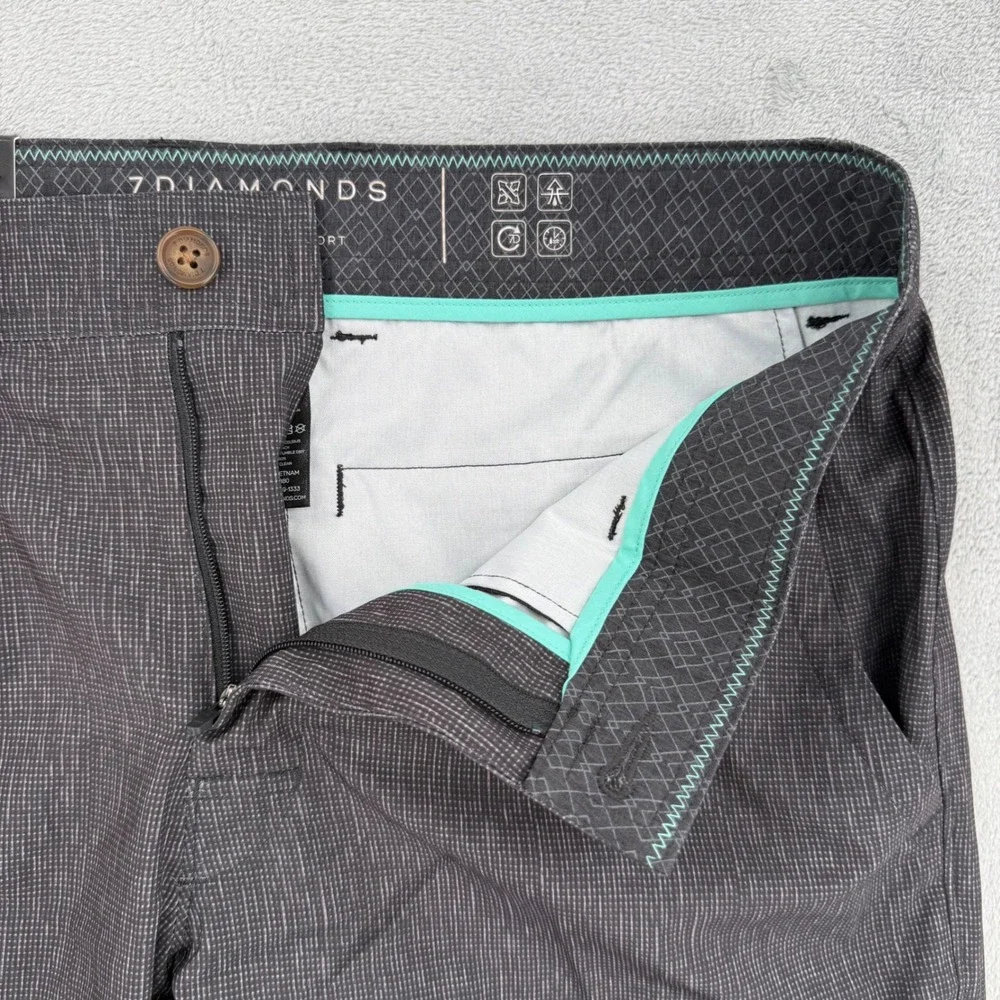 7 Diamonds Zion Performance Strech Shorts Mens 29 Grey Micro Pattern Golf